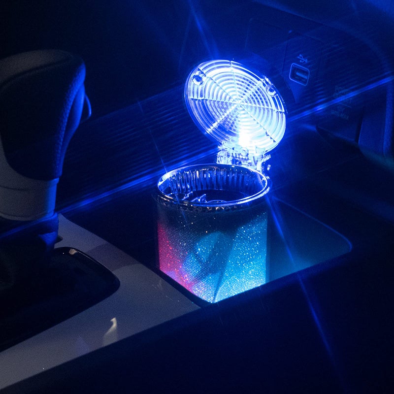eing Car Ashtray Portable Smoke Cup Holder Home Cigarette Ash Tray with Colorful LED Light,Ideal for Truck Office Auto - Image 1